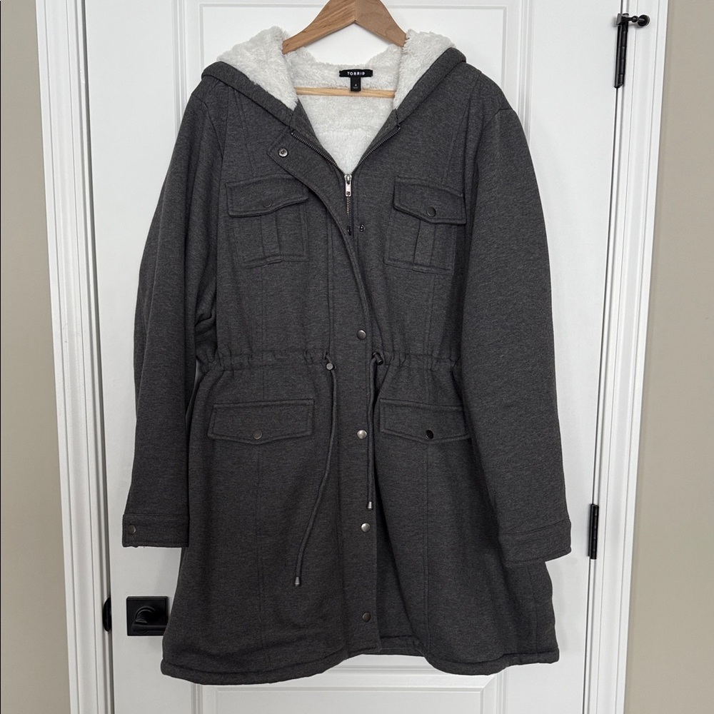 Torrid Charcoal Utility Jacket with Hood